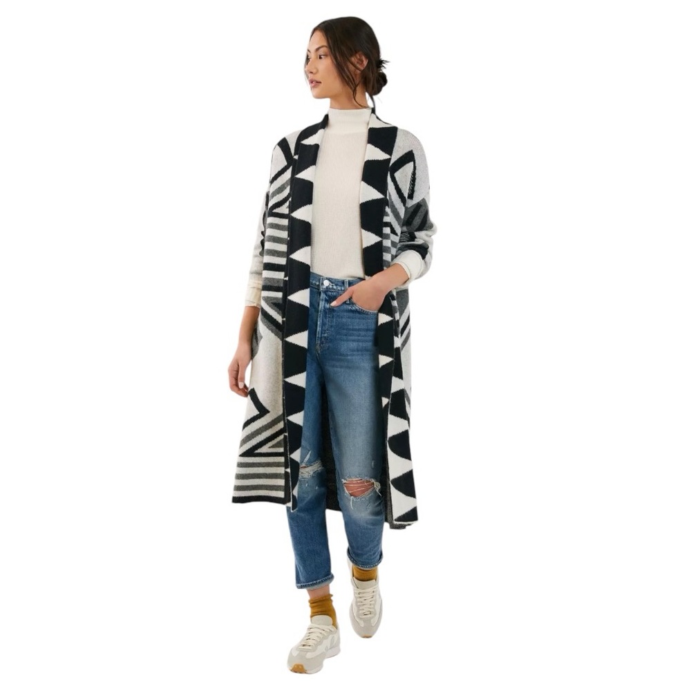Anthropologie Geometric Long Cardigan Sweater